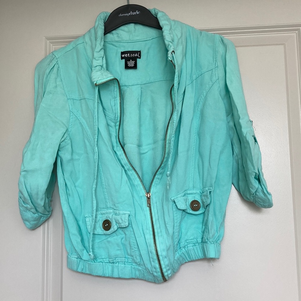 Cropped seafoam jacket